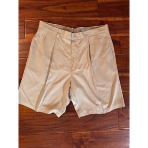 Tommy Bahama Mens 100% Silk Pleated Shorts Tan Khaki Island Life Size 34